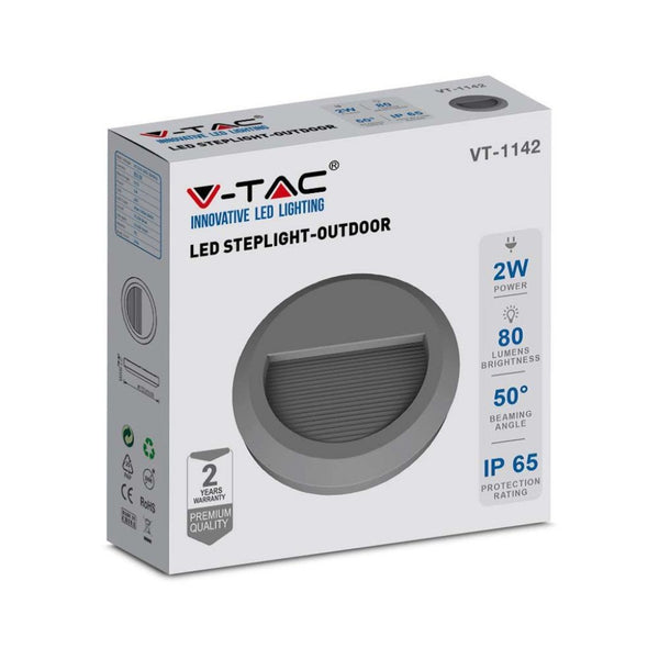 Segnapasso LED V-TAC rotondo grigio 2 W 3000 K IP65