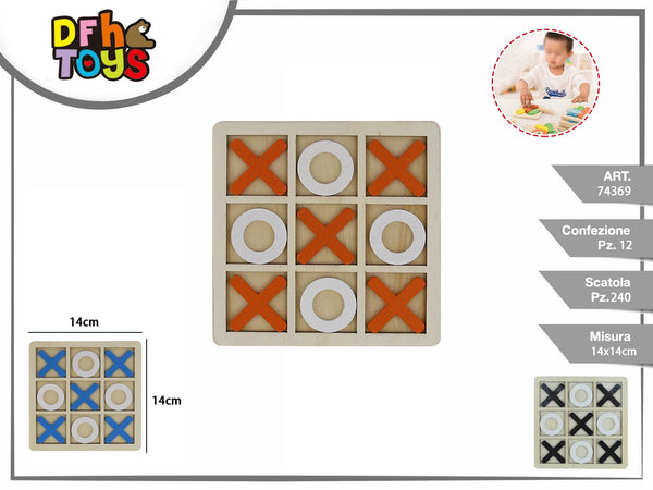 Gioco del tris in legno 14 × 14 cm