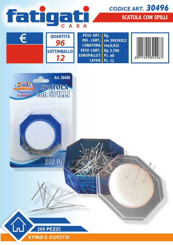 SCATOLA C/SPILLI 200PZ