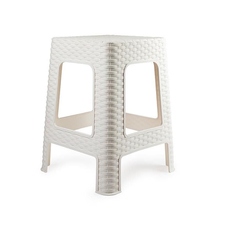 SGABELLO RATTAN GRANDE PLASTICA 36X36X45CM BIANCO