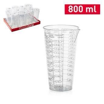 BICCHIERI GRATUATO PLASTICA 800ML 11X11X17CM