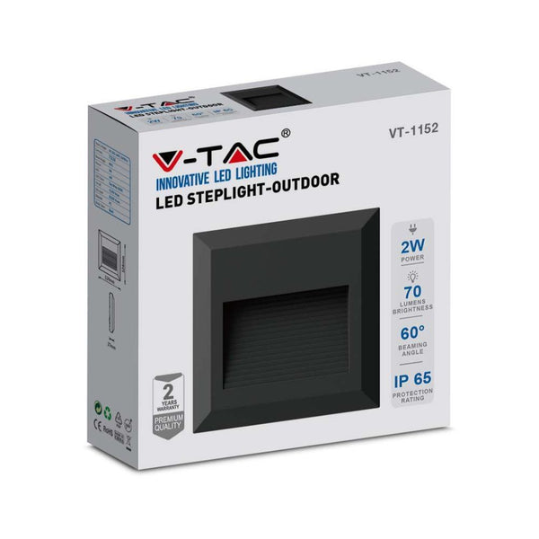 Segnapasso LED V-TAC quadrato nero 2 W 4000 K IP65