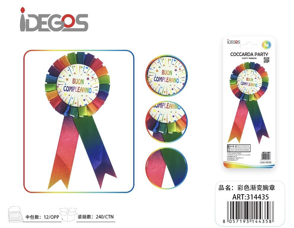 Coccarda Buon Compleanno multicolore