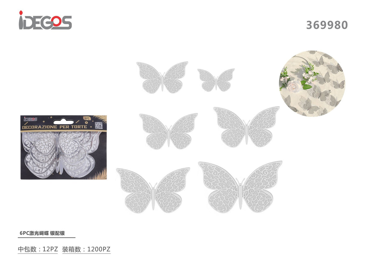 Farfalle decorative con effetto laser, 6 pezzi