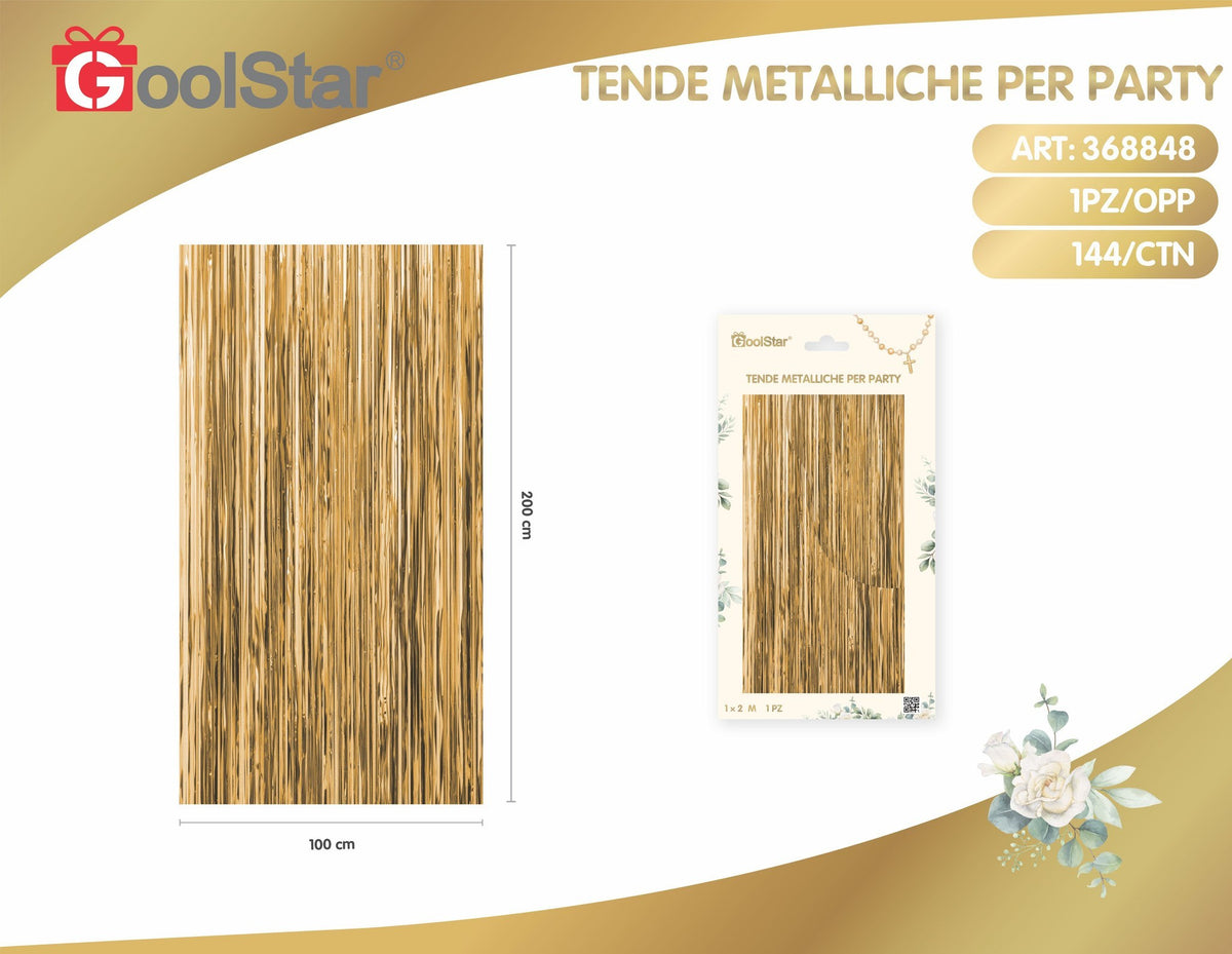 Tenda decorativa a frange metallizzate, oro