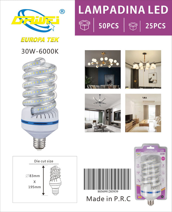 Lampadina LED a spirale — 30 W, E27