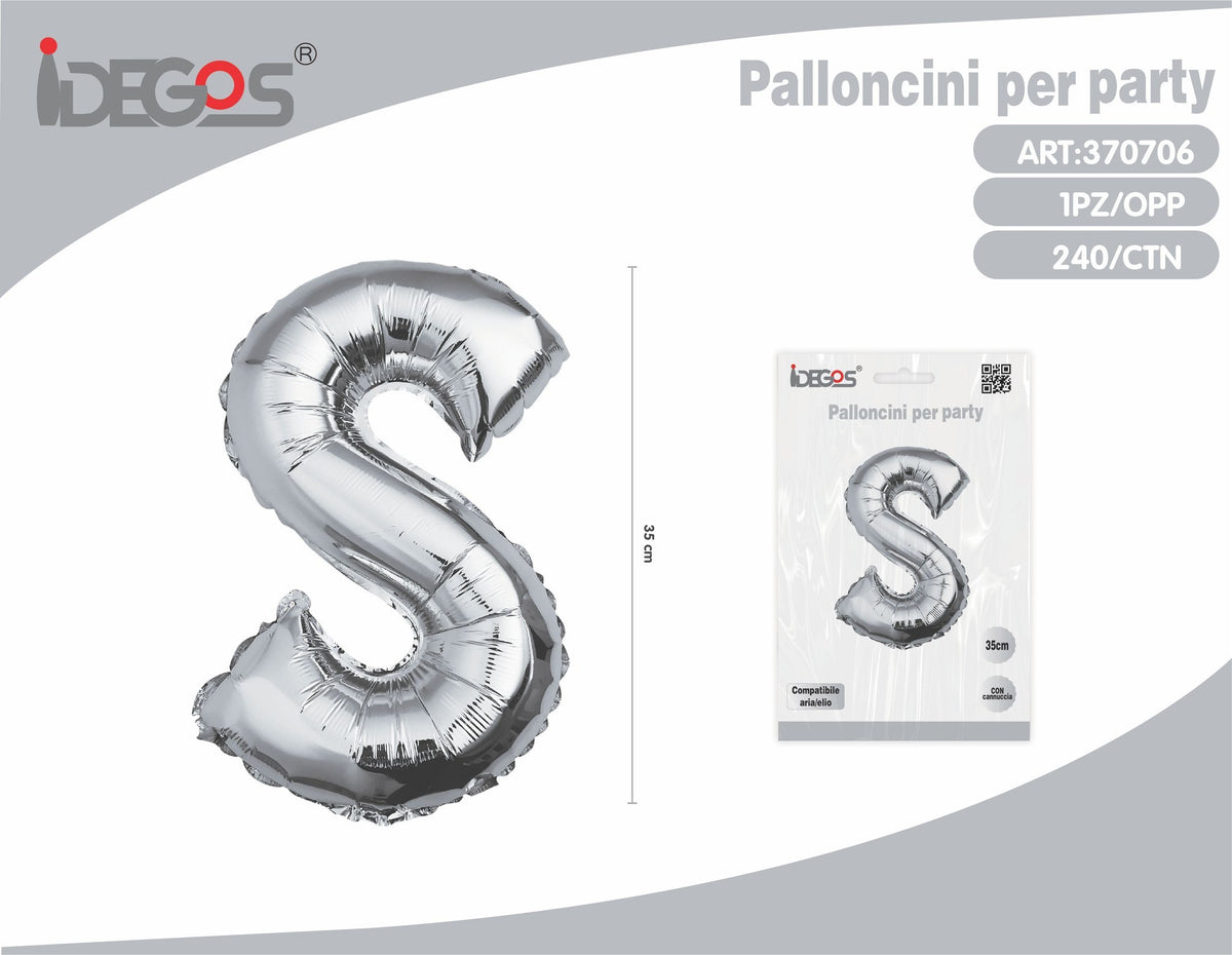 Palloncino Lettera S 35cm Argento