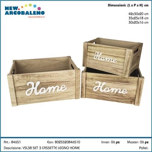 ARCOBALENO SET 3PZ CASSETTA IN LEGNO HOME VSL38