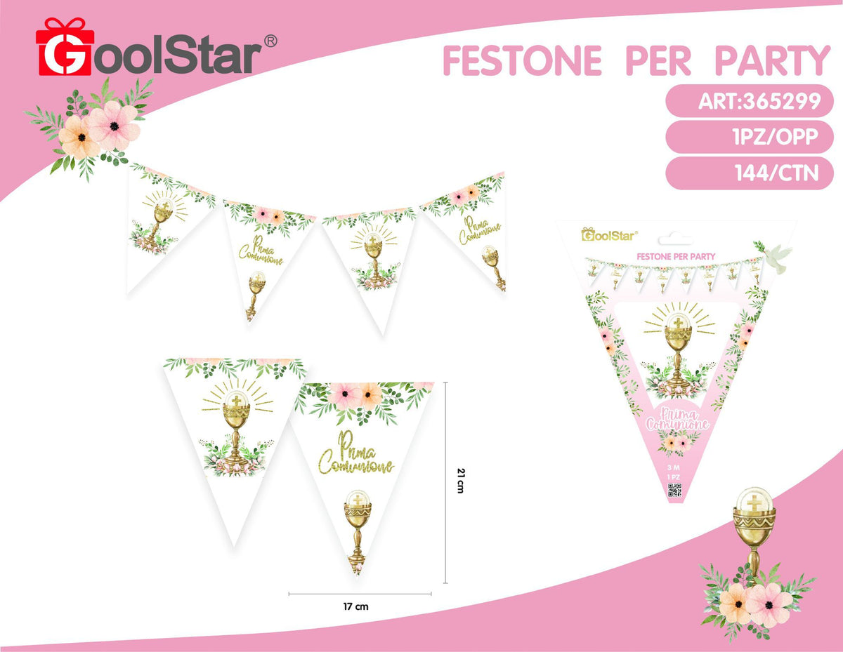 Festone per party prima comunione rosa