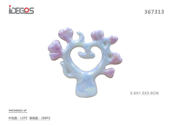Albero della vita in ceramica, bianco e rosa, modello YHF240262-1P