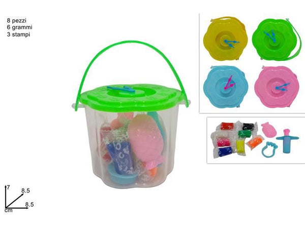 Plastilina colorata 48 g in secchiello con coperchio orologio