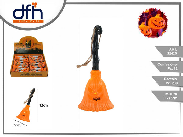 Lanterna Halloween a forma di scopetta da appendere 12 cm