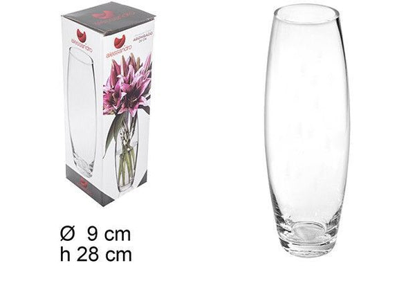 C.M VASO DI VETRO CURVO 28CM