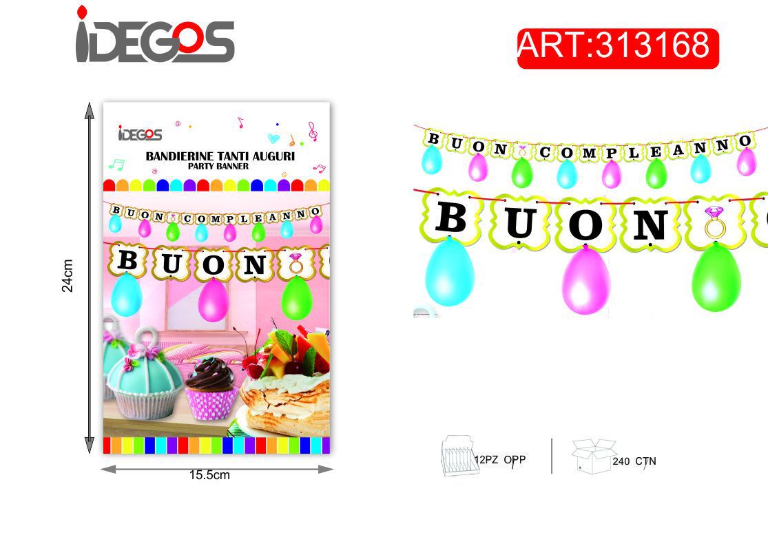 Festone di compleanno a 3 m bandierine a tema palloncini