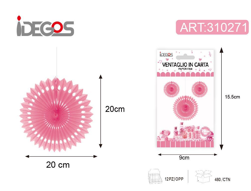 Decorazione a ventaglio in carta perforato rosa