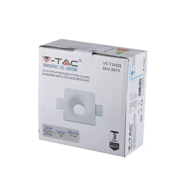 Portafaretto V-TAC GU10 quadrato in gesso bianco
