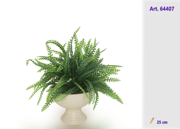 Pianta artificiale verde in vaso ceramico a coppa 25 cm