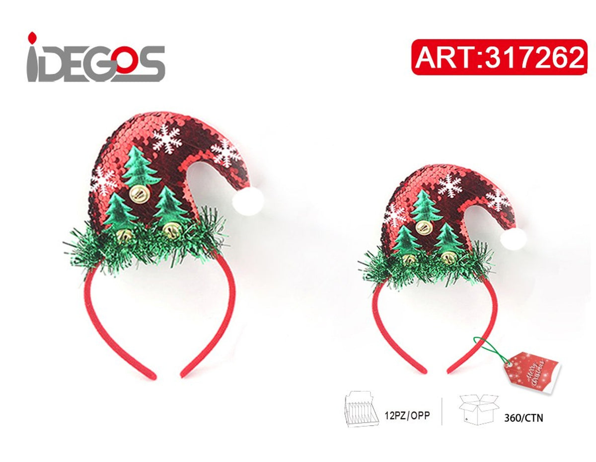 Cerchietto natalizio con cappello decorativo