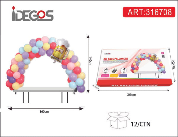 Kit arco di palloncini colorati con boccale di birra