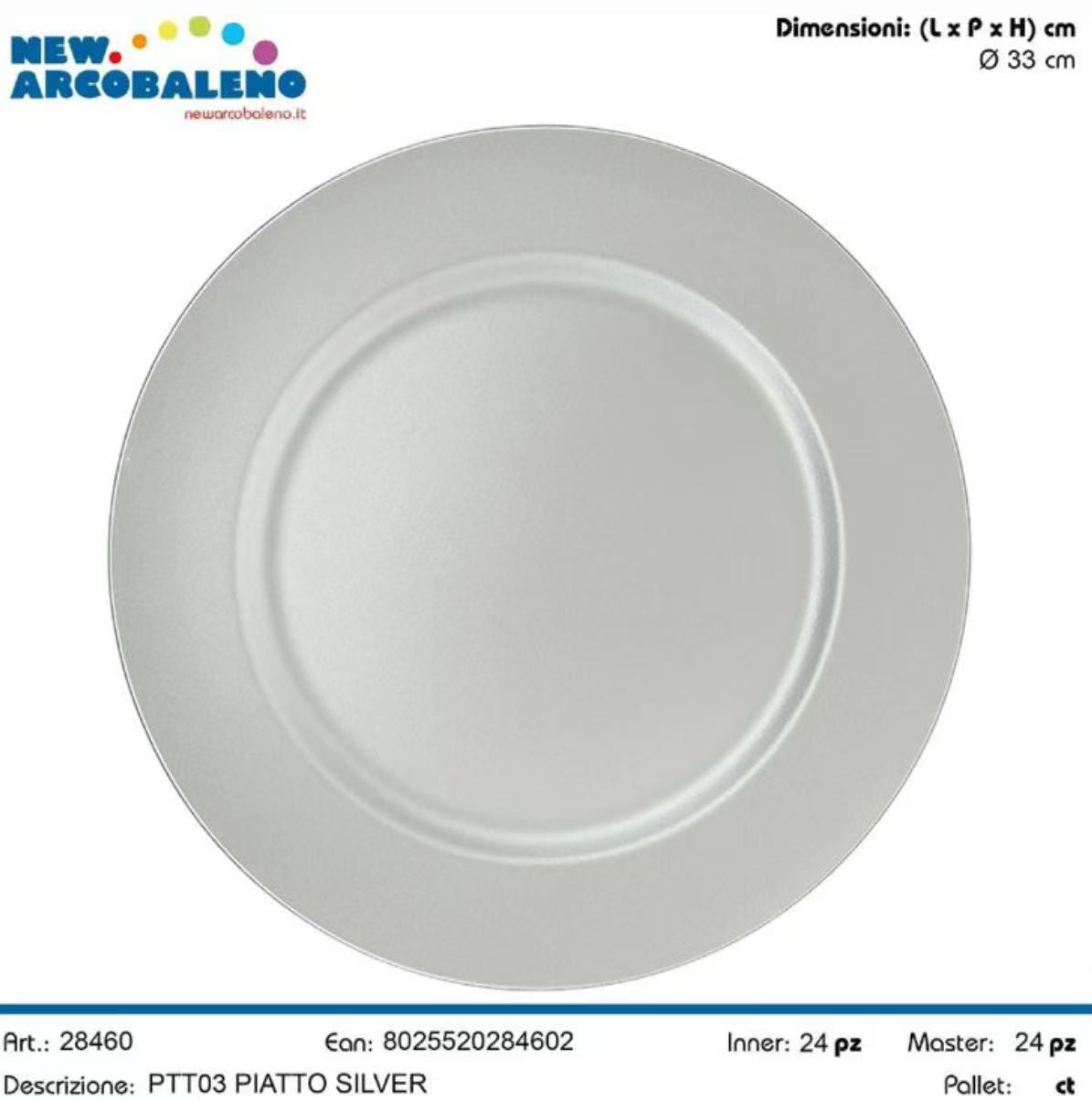 ARCOBALENO PIATTO PLASTICA 33CM ARGENTO