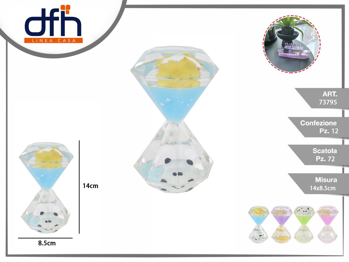 Clessidra decorativa a liquido con animaletti 14 cm