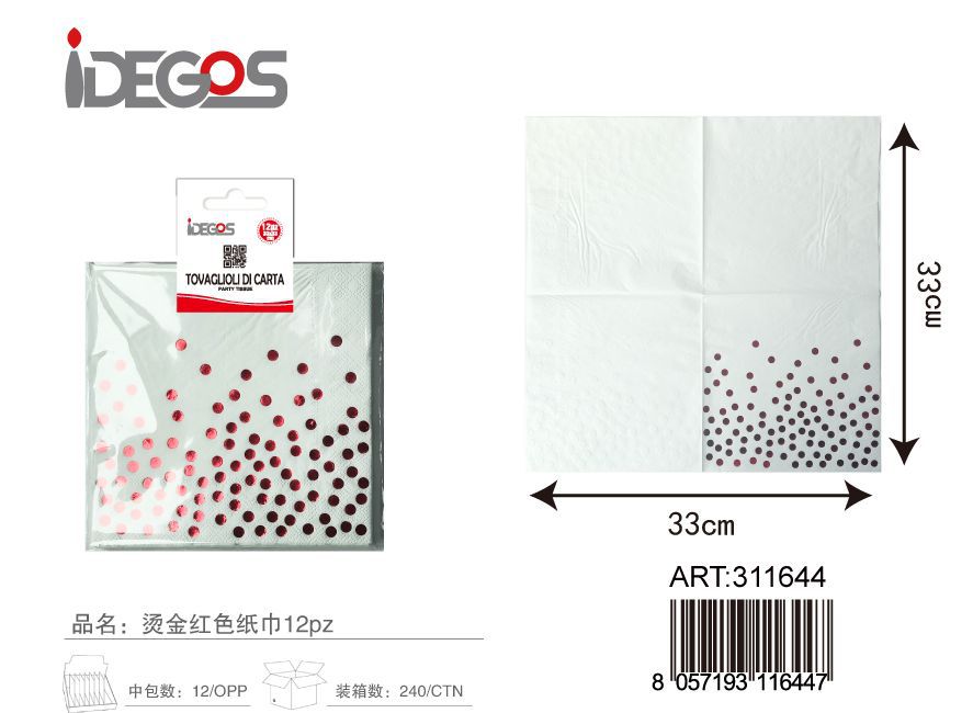 Tovaglioli di carta rosso a pois