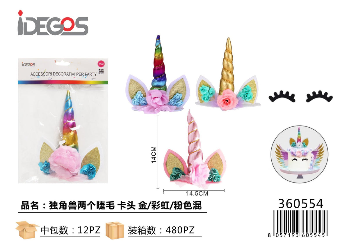 Accessori decorativi Unicorno con ciglia