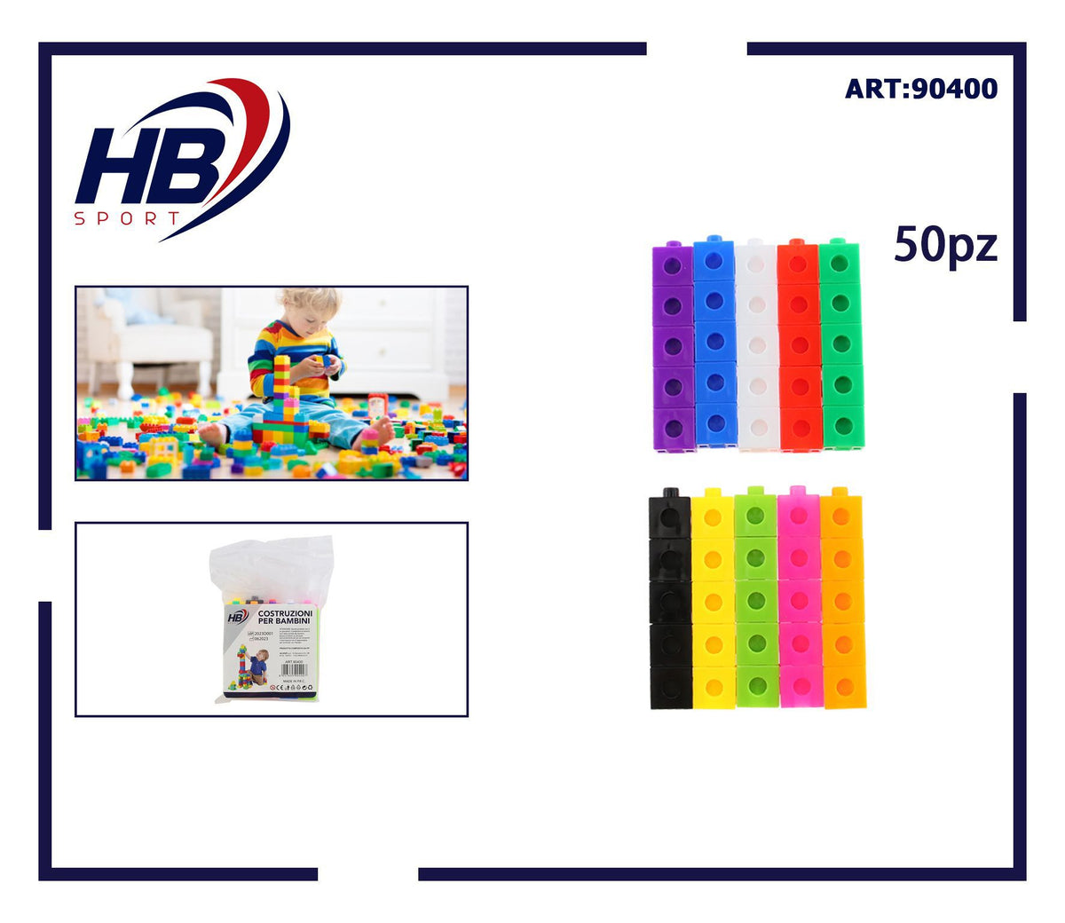 Costruzioni a cubetti colorati – 50 pezzi