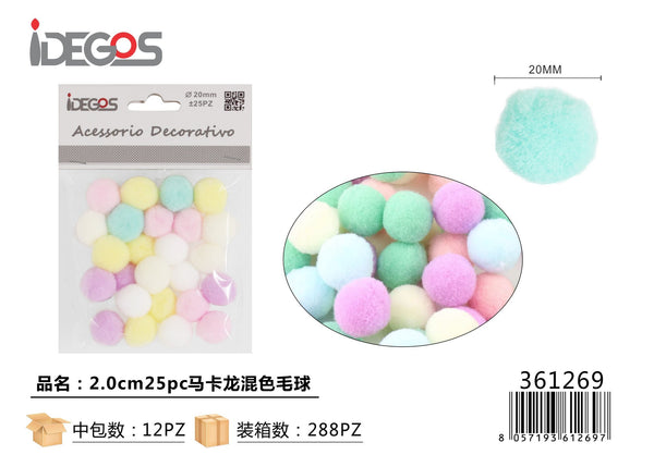 Pompon decorativi in colori macaron assortiti