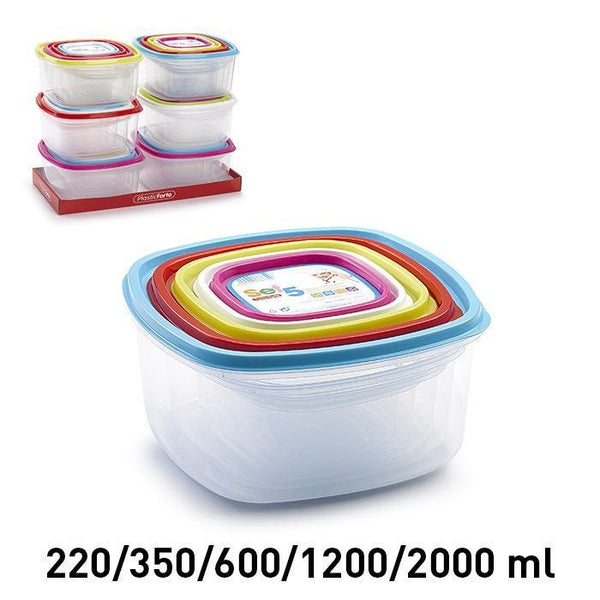 SET 5 CONTENITORE QUADRATI 19X19X10CM
