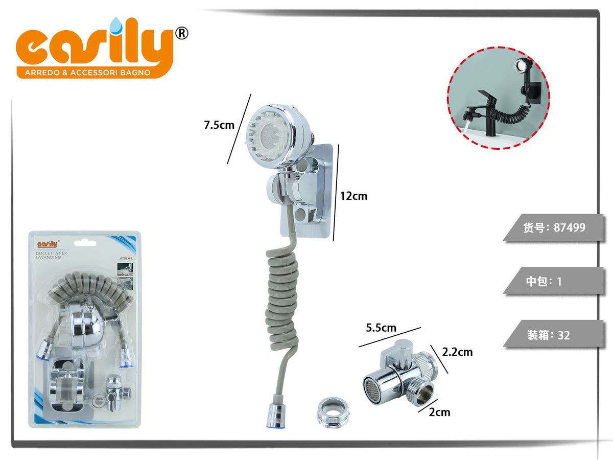 Kit doccetta per lavandino con tubo a spirale