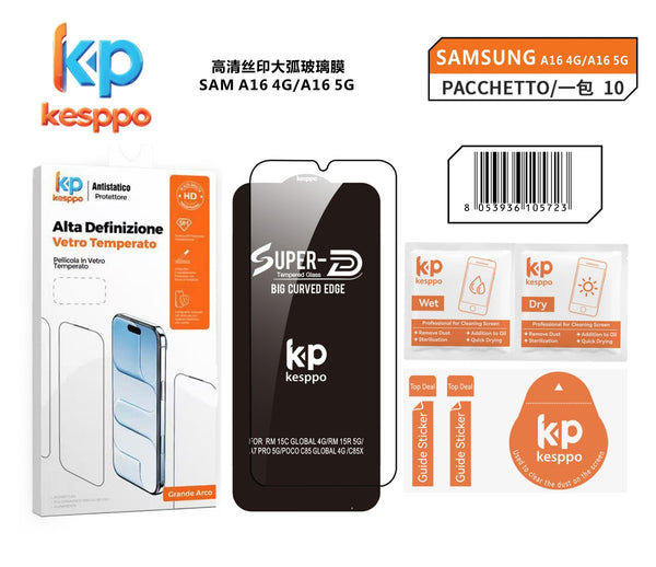 Pellicola protettiva per Samsung Galaxy A16 4G / A16 5G – in vetro temperato, con bordo nero
