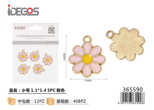 Set di 5 ciondoli Fiore piccolo, rosa