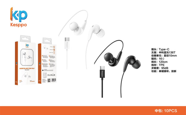 Auricolari VD-EAR008 con filo USB-C 1.2 m