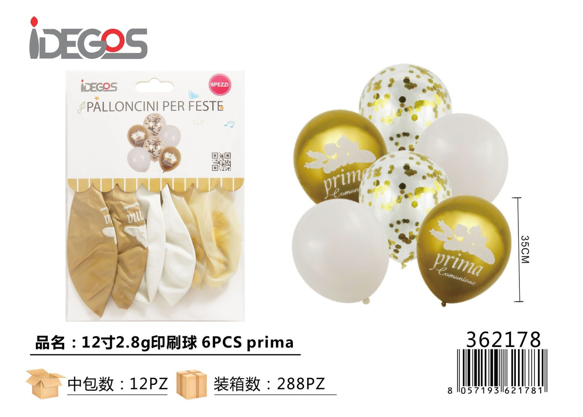 Palloncini decorativi stampati, 12 pollici, 6 pezzi