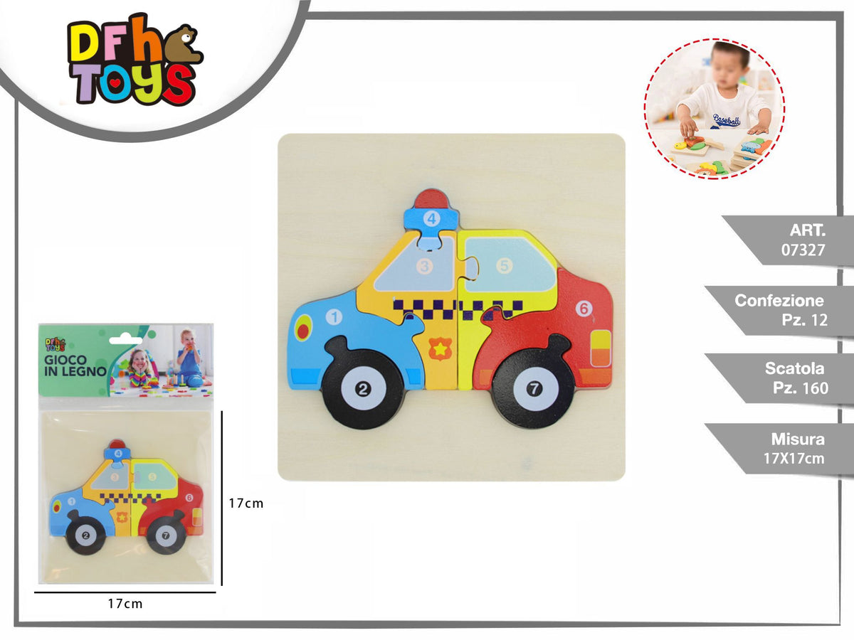 Puzzle in legno auto della polizia 17 × 17 cm