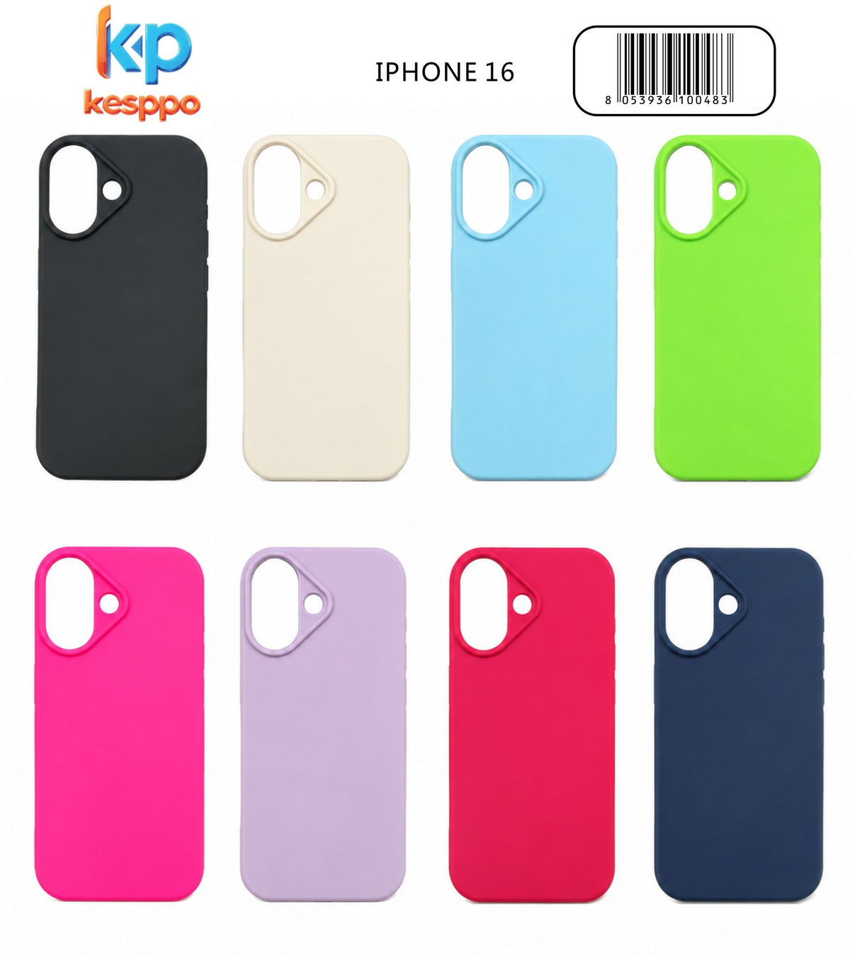 Custodia per iPhone 16 – a tinta unita, in silicone, con apertura ampia