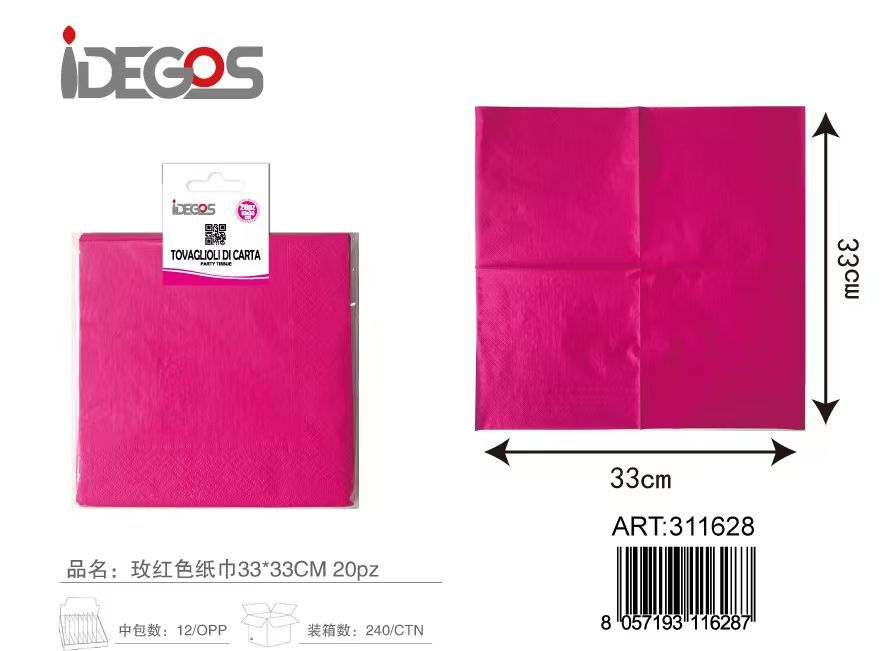 Tovaglioli di carta fucsia 20 pezzi