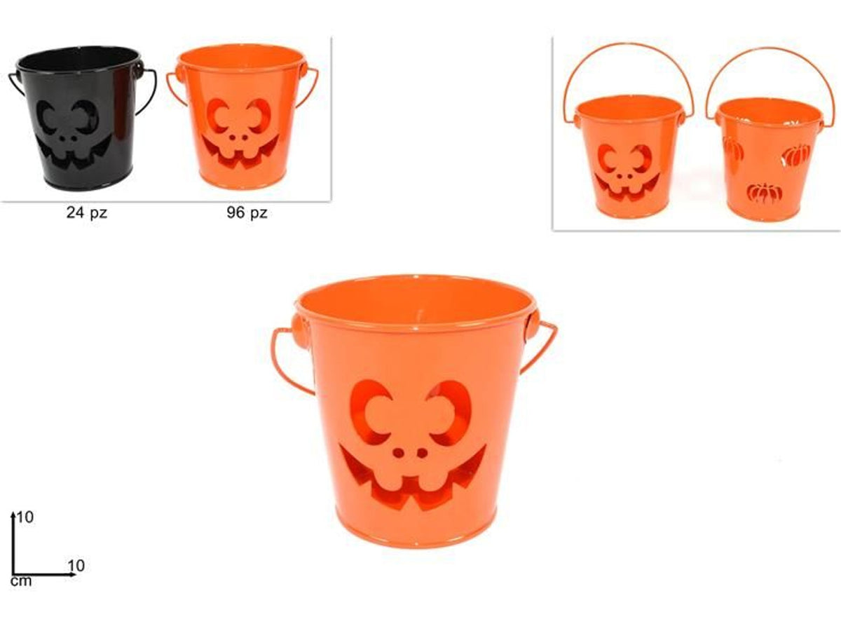 Secchiello Halloween in latta decorata 10 cm