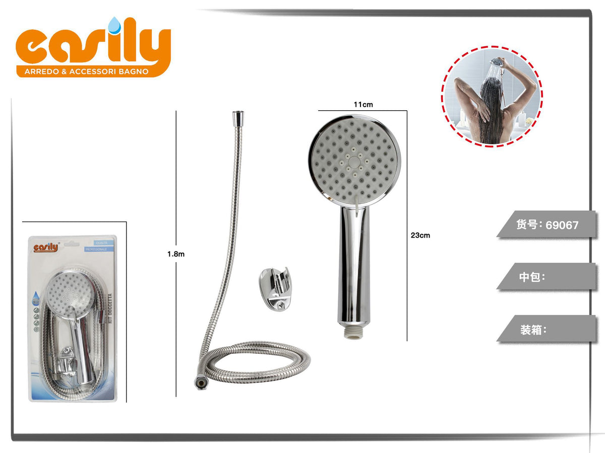 Kit doccetta con ugelli grigi e manico cilindrico
