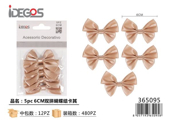 Set di 5 fiocchi decorativi doppi, 6 cm