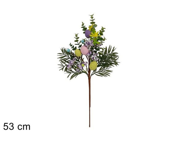 Stelo decorativo pasquale con uova e bacche 53 cm