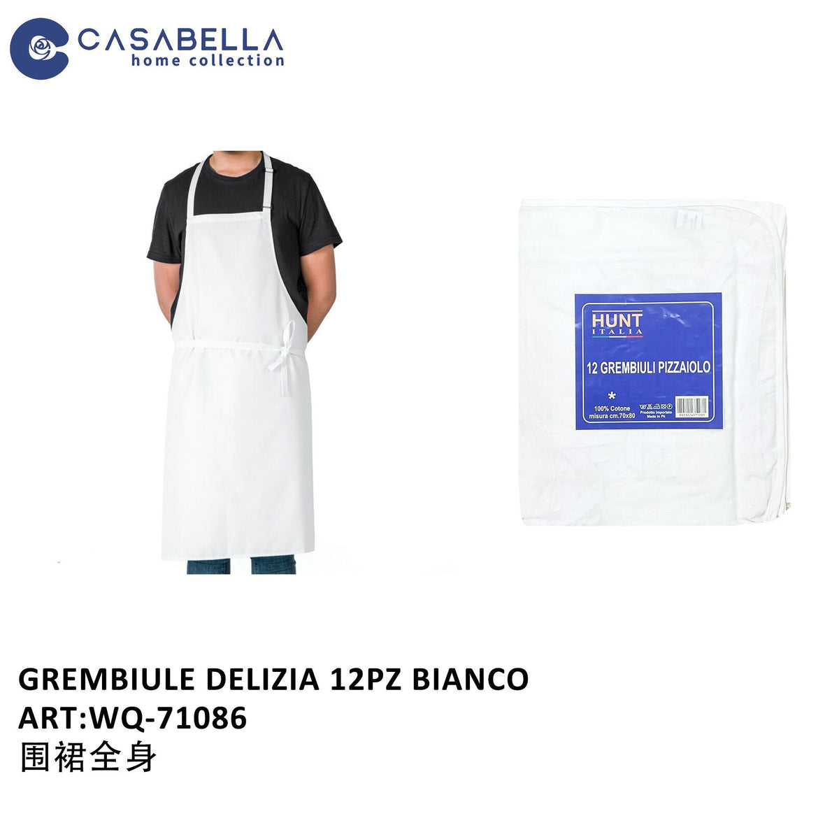 Grembiule Delizia con 2 Tasche Bianco 12PZ