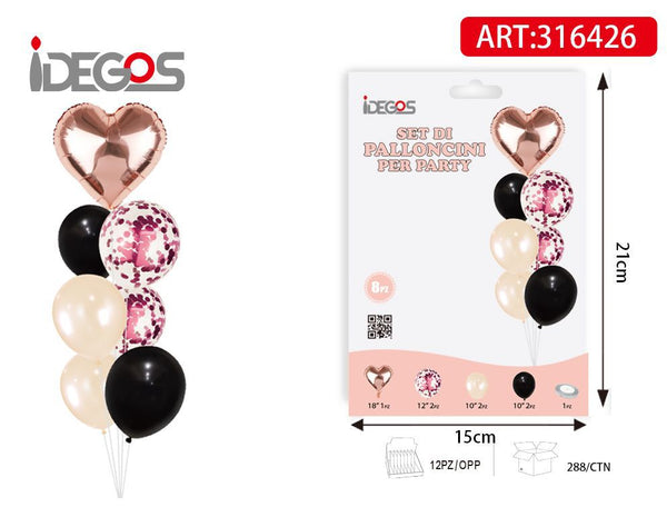 Bouquet di palloncini con cuore oro rosa