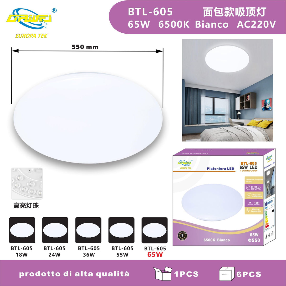 Plafoniera — BTL-605, 65 W, 6500 K