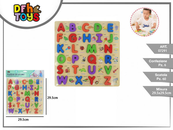 Puzzle alfabeto maiuscolo in legno 29,5 × 29,5 cm