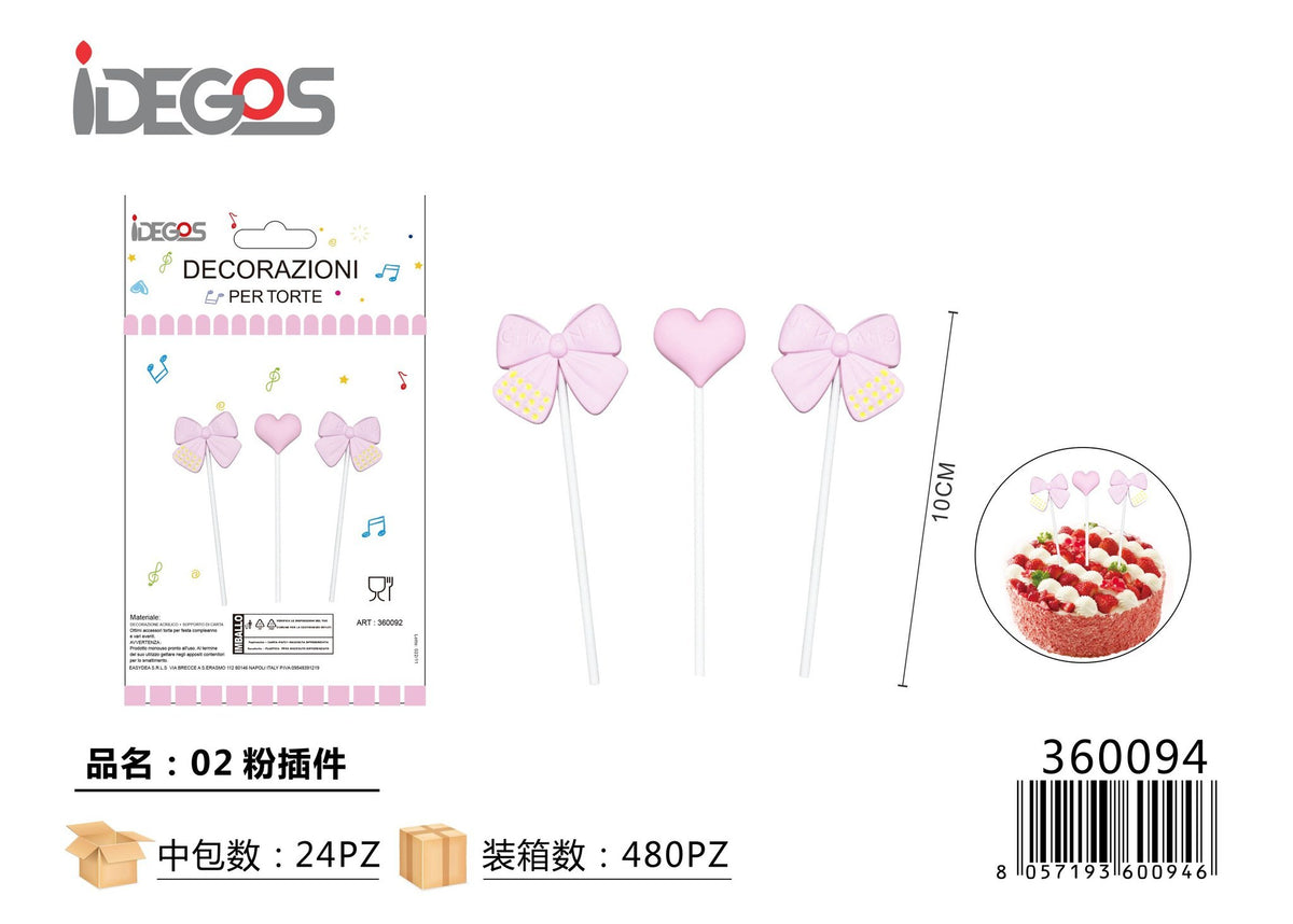Decorazione per torta a fiocco rosa, modello 02
