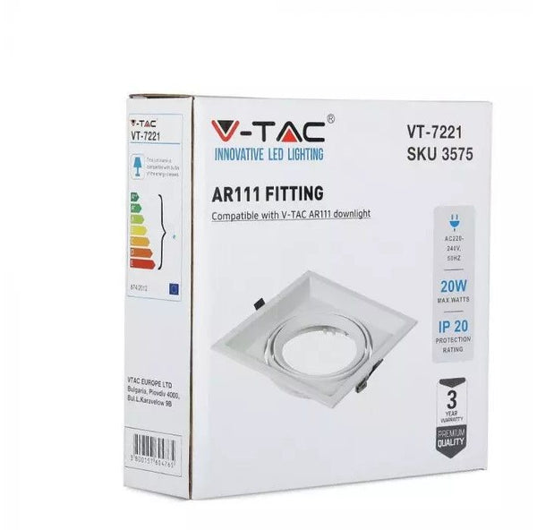 Portafaretto V-TAC AR111 quadrato bianco