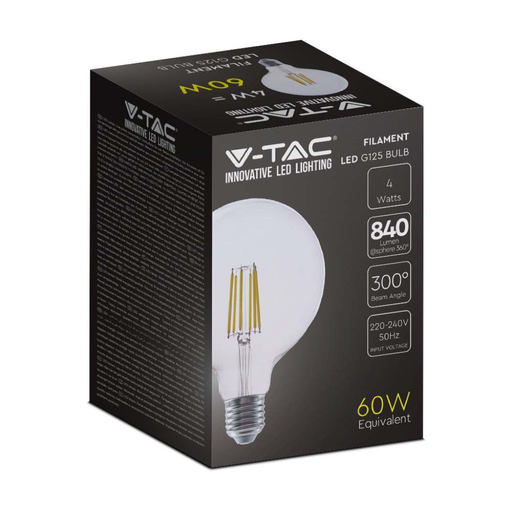 Lampadina LED V-TAC E27 G125 a filamento 4 W 3000 K