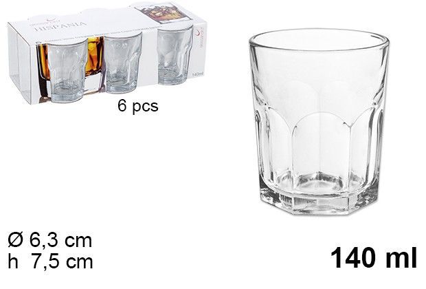 C.M 6 BICCHIERI VETRO ACQUA 140ML